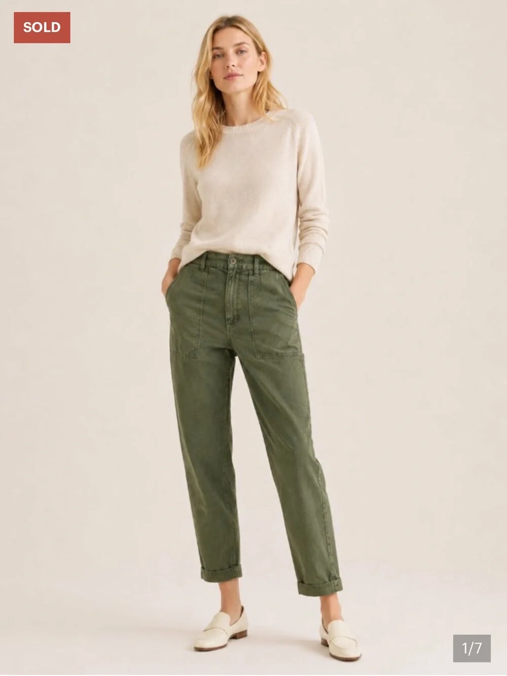 J.CREW / Weekend Pant in Fern Green Casual Relaxed Fit Linen Blend E9182 / 12